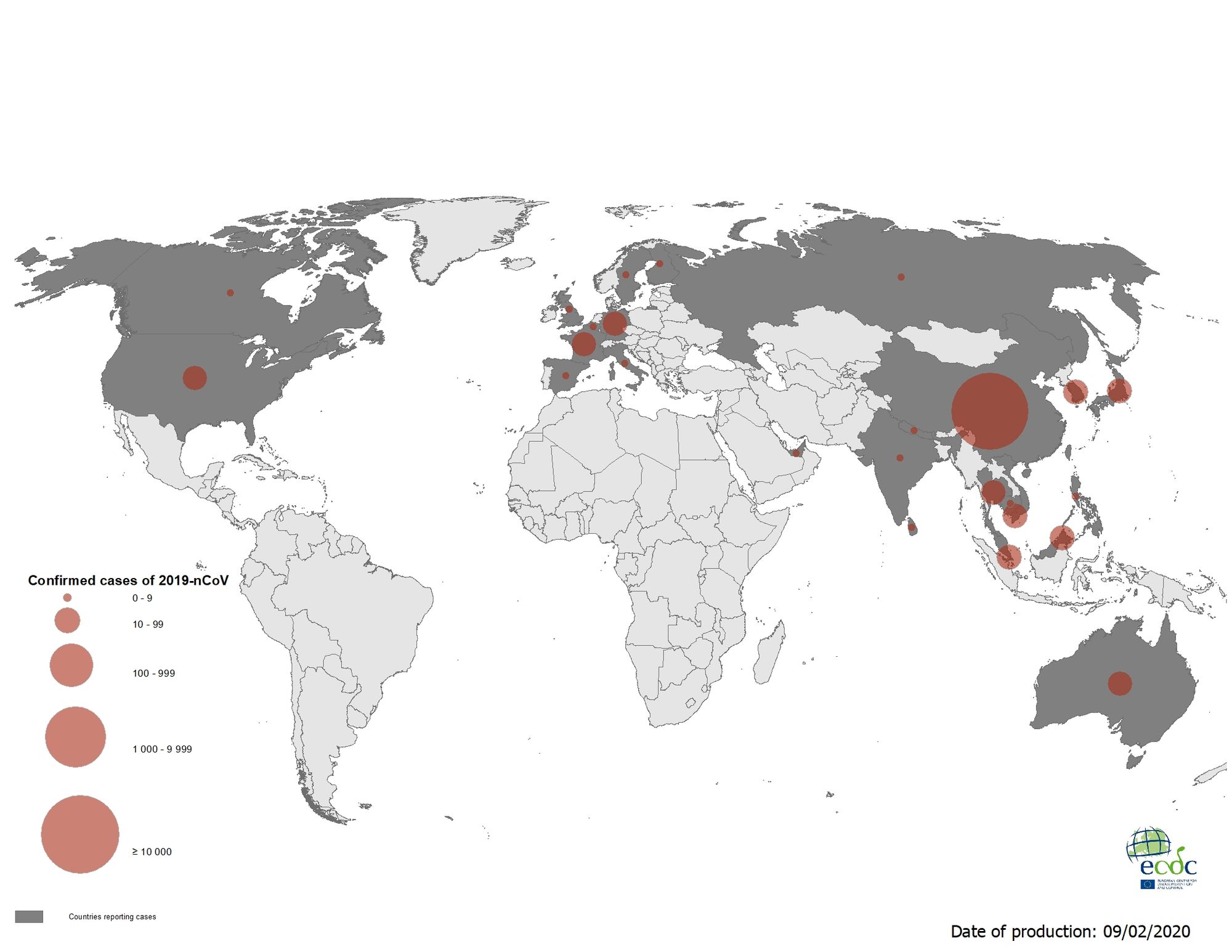 Répartition géographique des cas de coronavirus